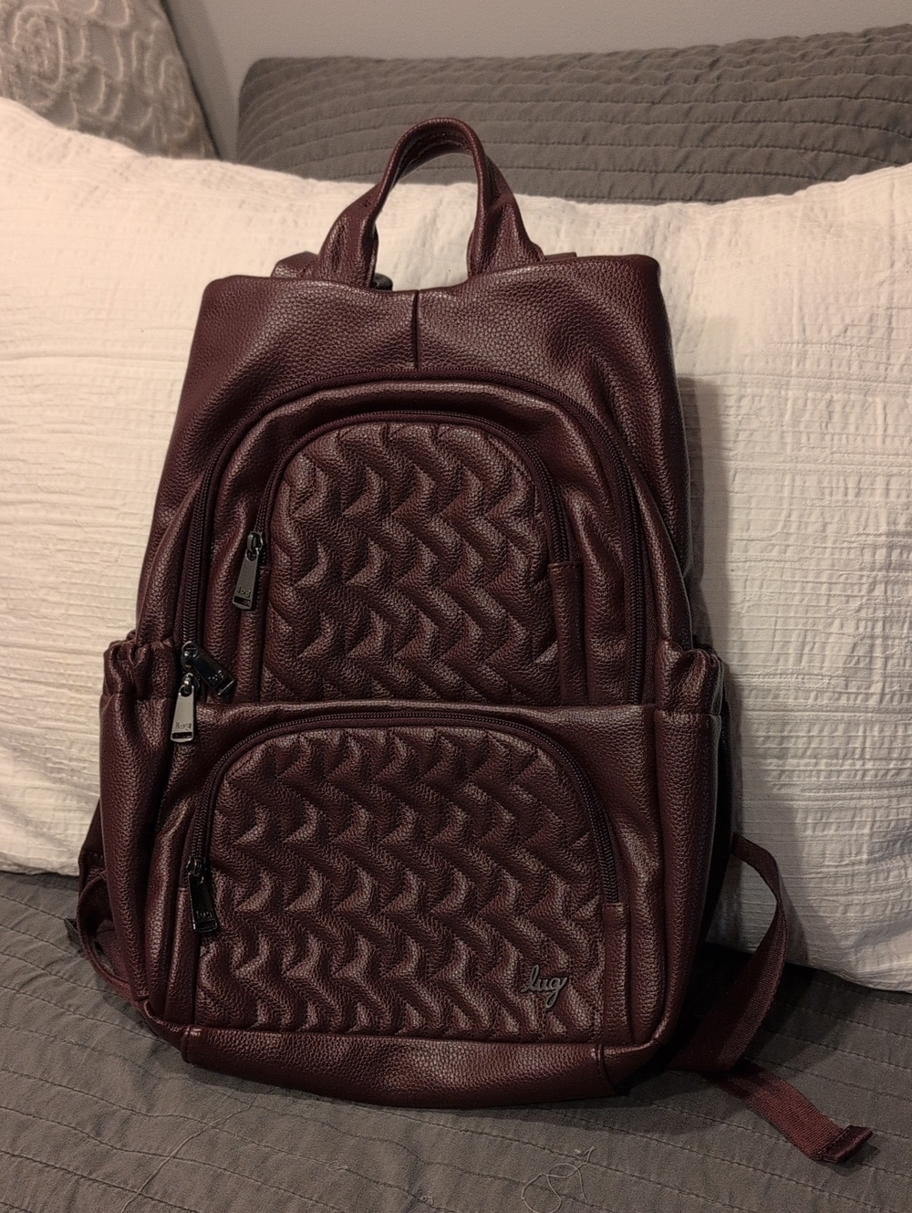 lug Quilted Backpack in Burgundy